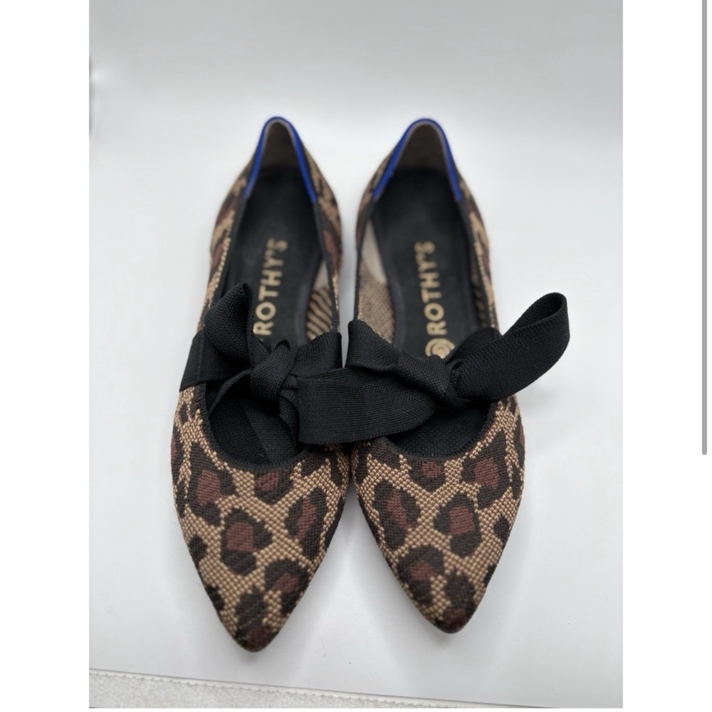 Rothy's Mary Jane Flats with Bow leopard cheetah print Mary Jane’s Women’s - Picture 2 of 9